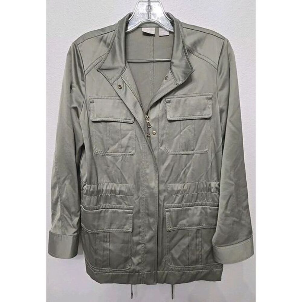 Chico's Utility Jacket Satin Sage Green,